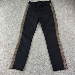 Mother High Waisted Looker Ankle Fray Guilty Flash Jeans Black Size 27 Designer